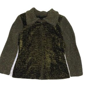 vintage jolibel green velvet zip jacket size 10 made in canada colourful texture